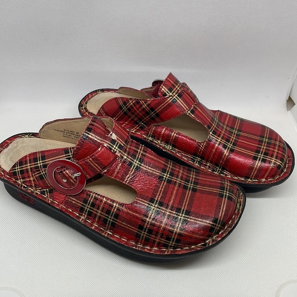 Alergria PG LITE plaid red leather mule shoes -size 36 (US 6 - 6.5) - Picture 6 of 12